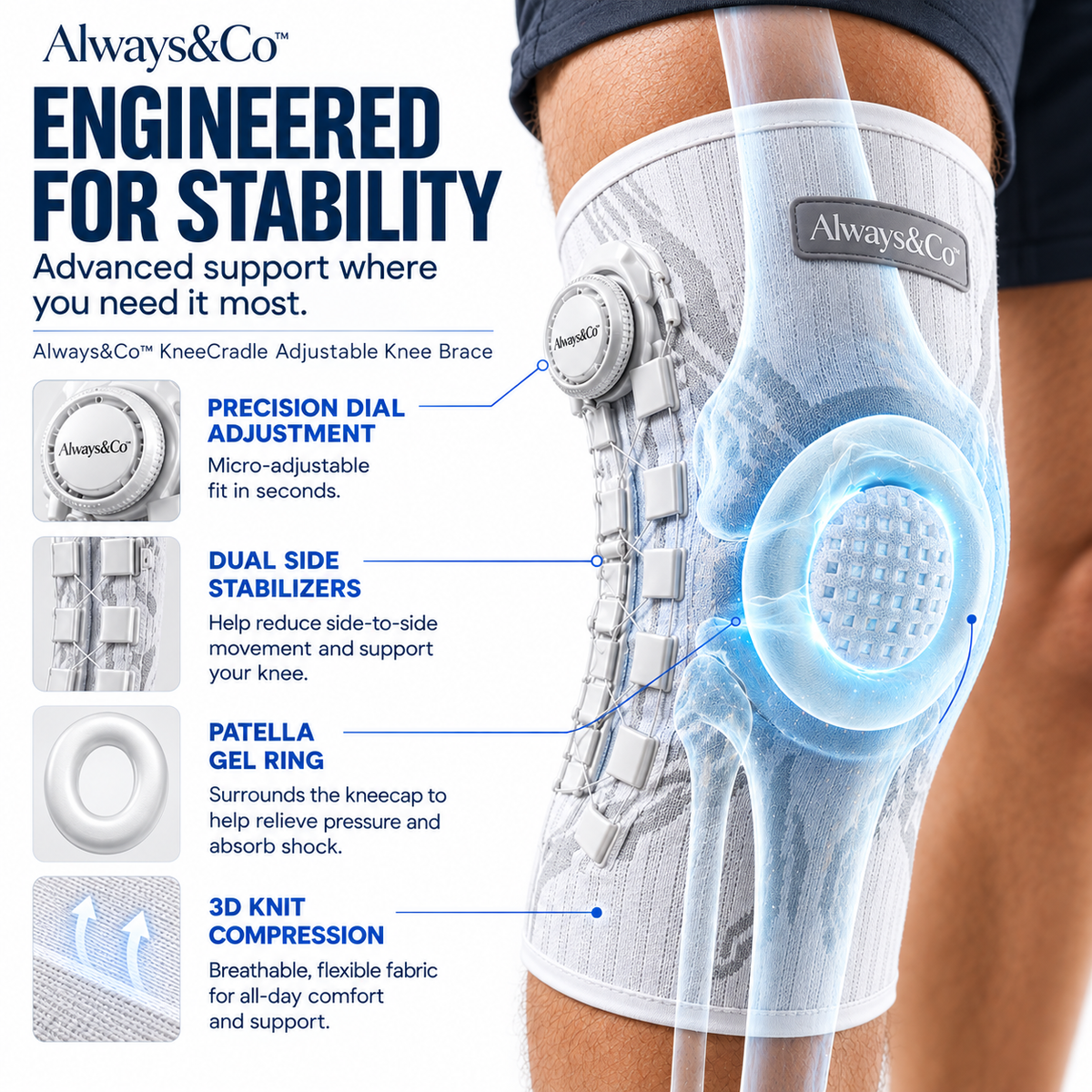 Always&Co™ KneeCradle Adjustable Knee Brace