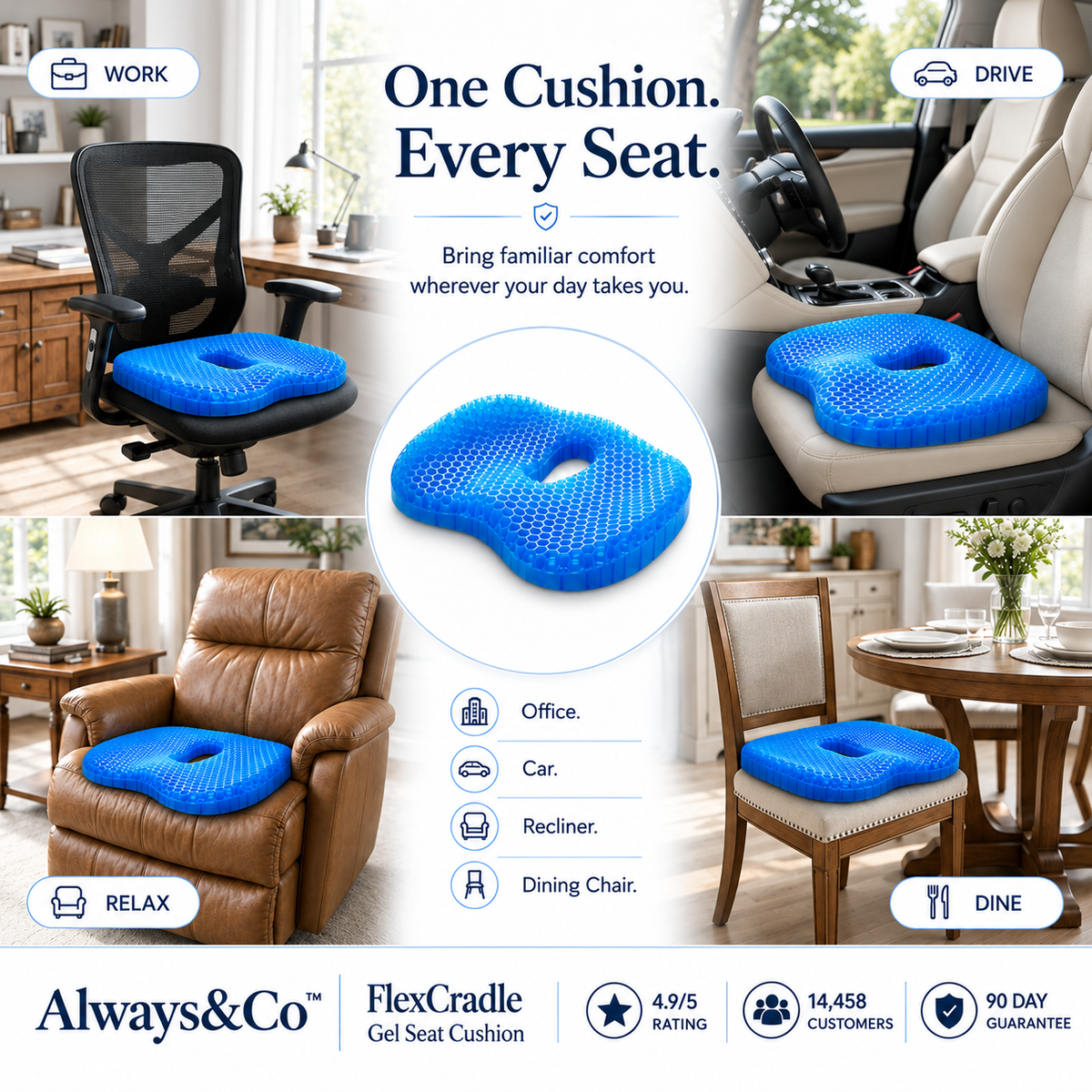 Always&Co™ FlexCradle Gel Seat Cushion