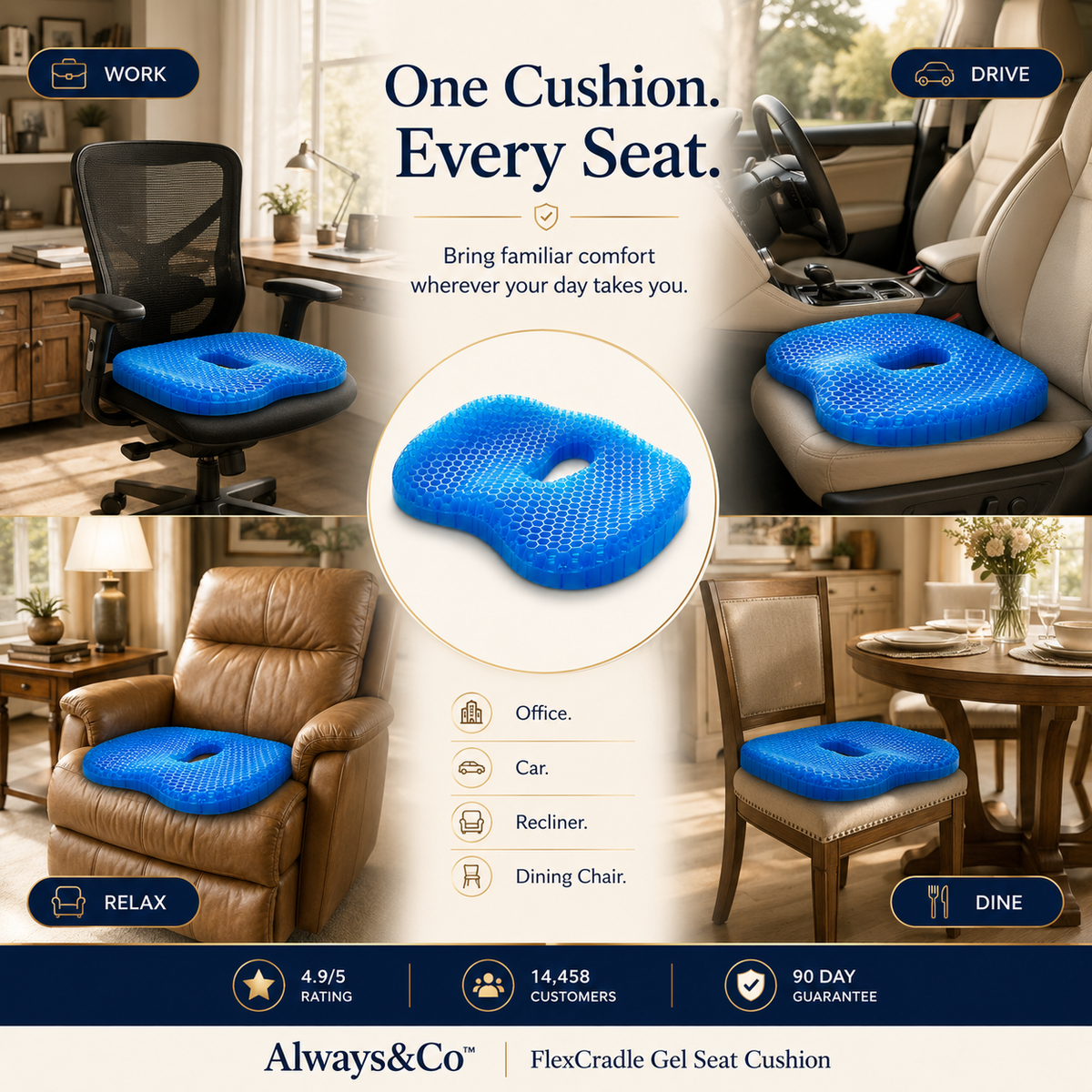 Always&Co™ FlexCradle Gel Seat Cushion